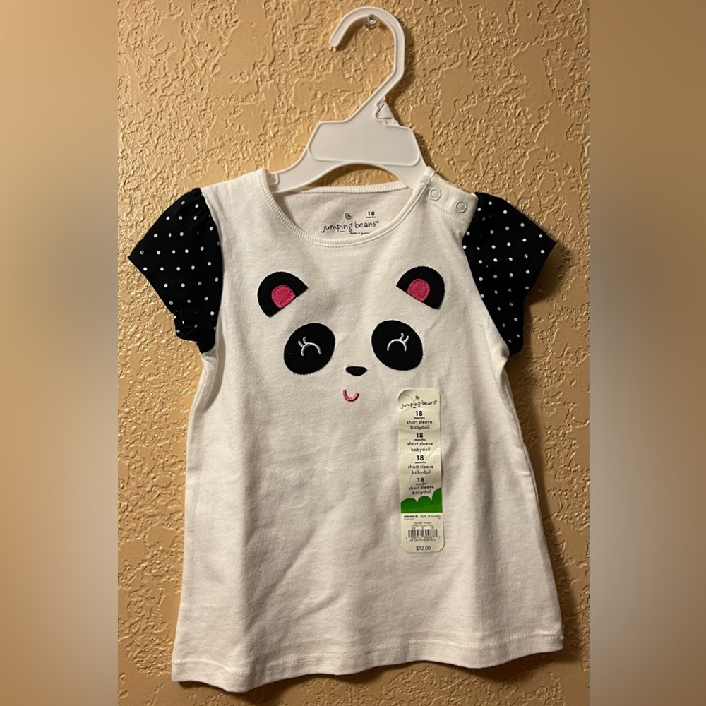 Girls 18 Months Panda Short Sleeve Shirt New